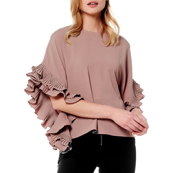 Dressy Crop blouse with pleated sleeves - WHITE - Picture 2 of 7